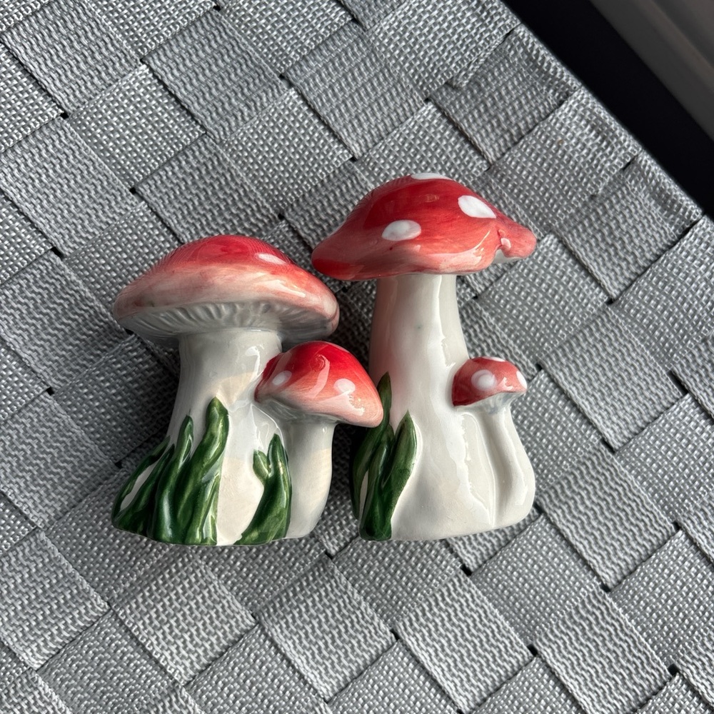 Ceramic Mushroom salt and pepper shakers